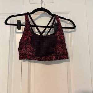 Women's Black and Pink Sports Bra